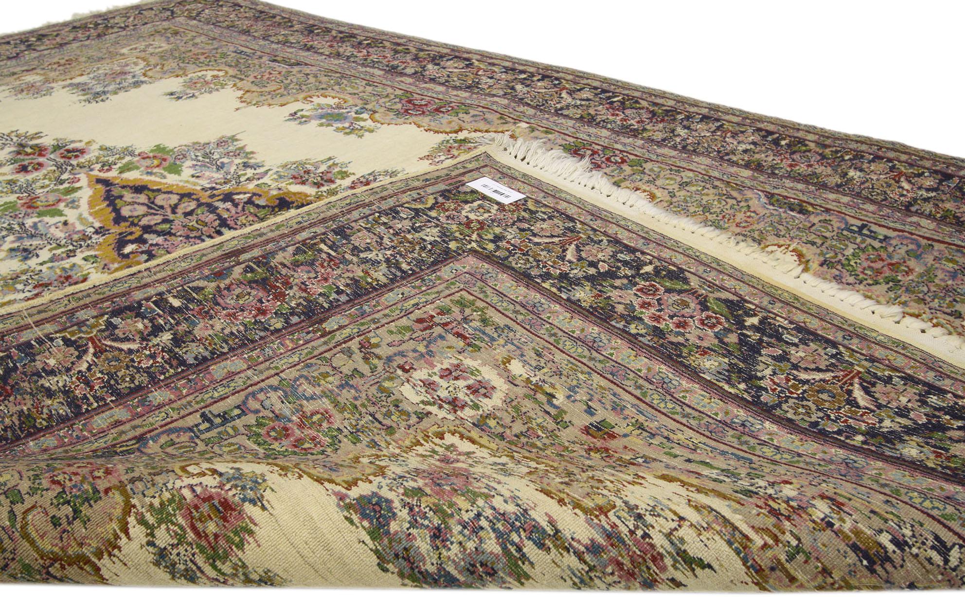 Indian Vintage Kerman Rug with French Victorian Style For Sale