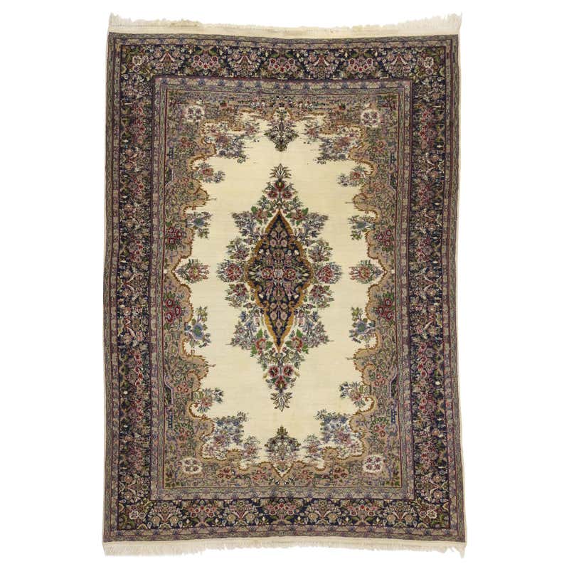 Vintage Embroidered Silk Rug with Victorian Gothic Style For Sale at ...