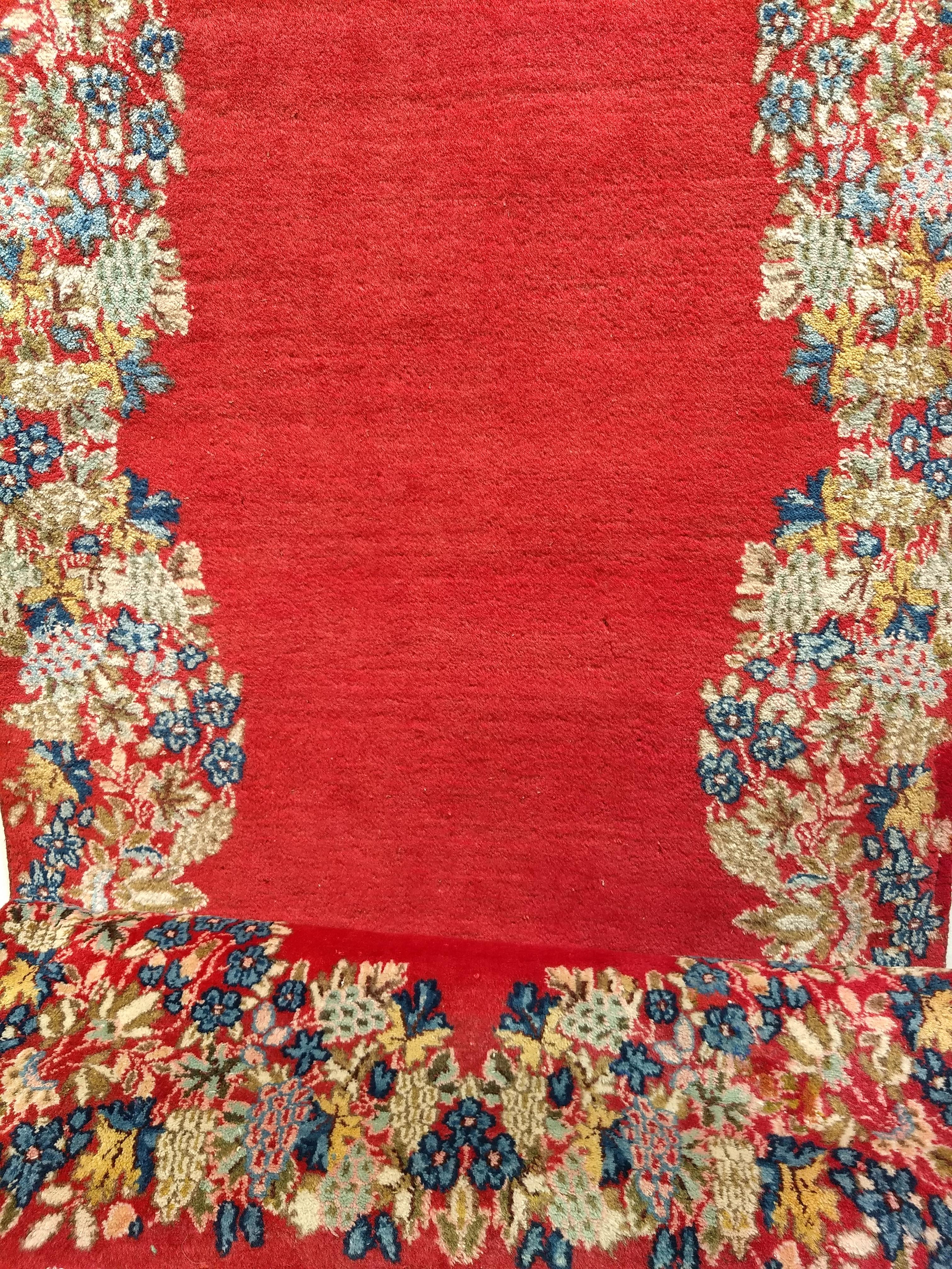 19th Century  Vintage Persian Kerman Runner in Floral Design in Red, Yellow, Green, Blue For Sale