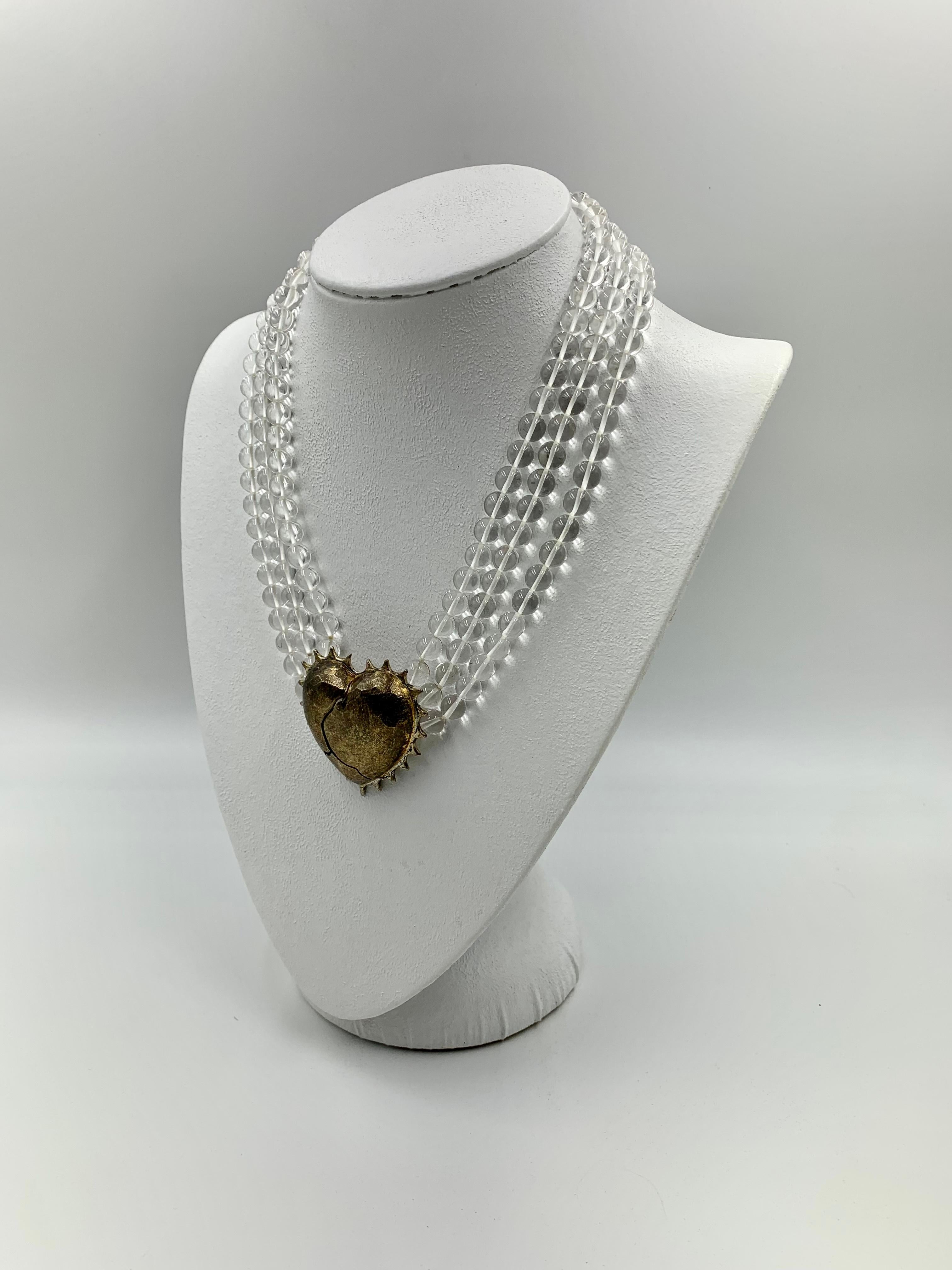 Vintage Kerry MacBride Coup de Foudre Rock Crystal Silver Heart Necklace For Sale 4