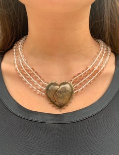 Kerry MacBride Rock Crystal & Sterling Silver Heart Necklace
