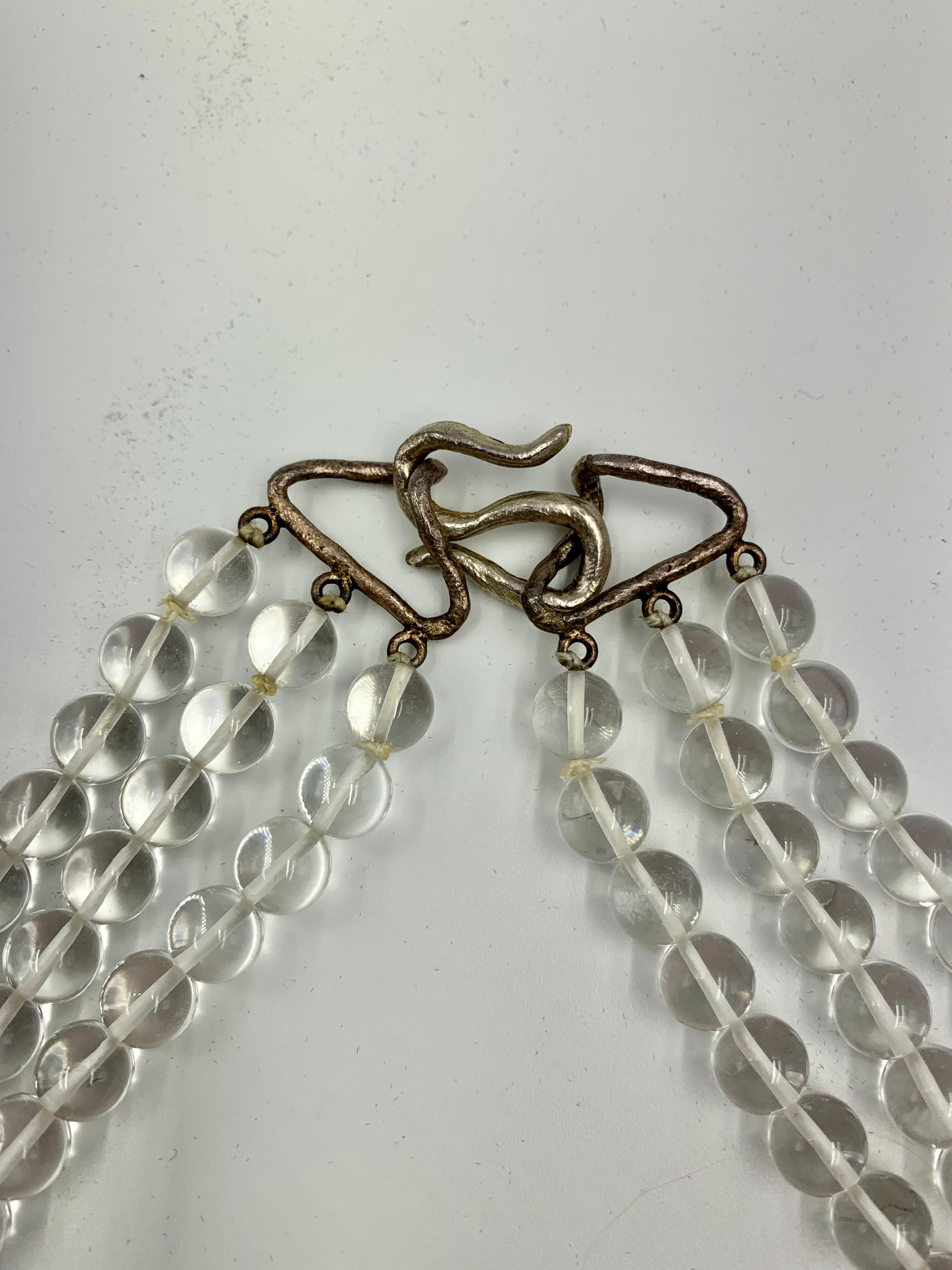 Vintage Kerry MacBride Coup de Foudre Rock Crystal Silver Heart Necklace For Sale 1