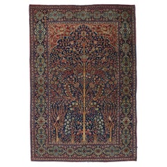 Vintage Keshan Prayer Rug - Late of the 20th Century Keshan Rug, Handmade Rug