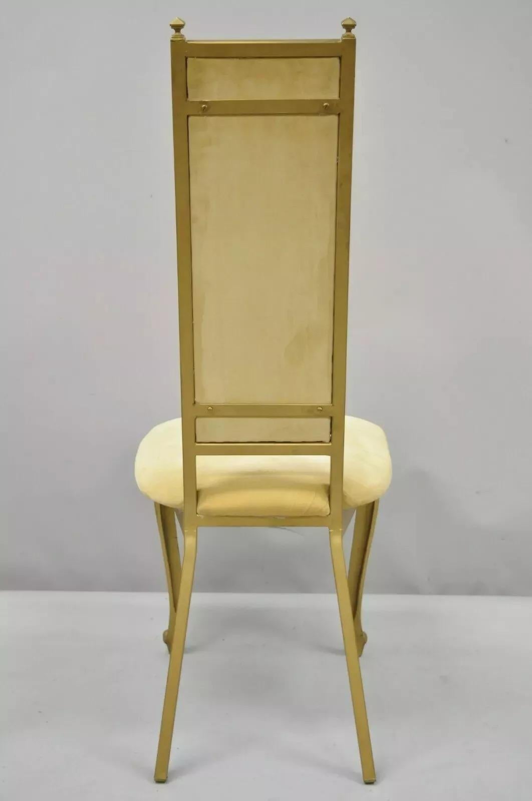 Vintage Kessler Französischer Vintage-Beistellstuhl im Hollywood-Regency-Stil aus Metallguss mit hoher Rückenlehne im Angebot 6