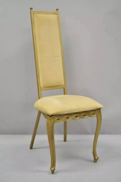 Silla auxiliar vintage Kessler de metal fundido estilo Hollywood Regency francés con respaldo alto