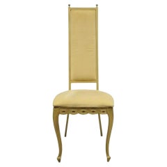 Silla auxiliar vintage Kessler de metal fundido estilo Hollywood Regency francés con respaldo alto