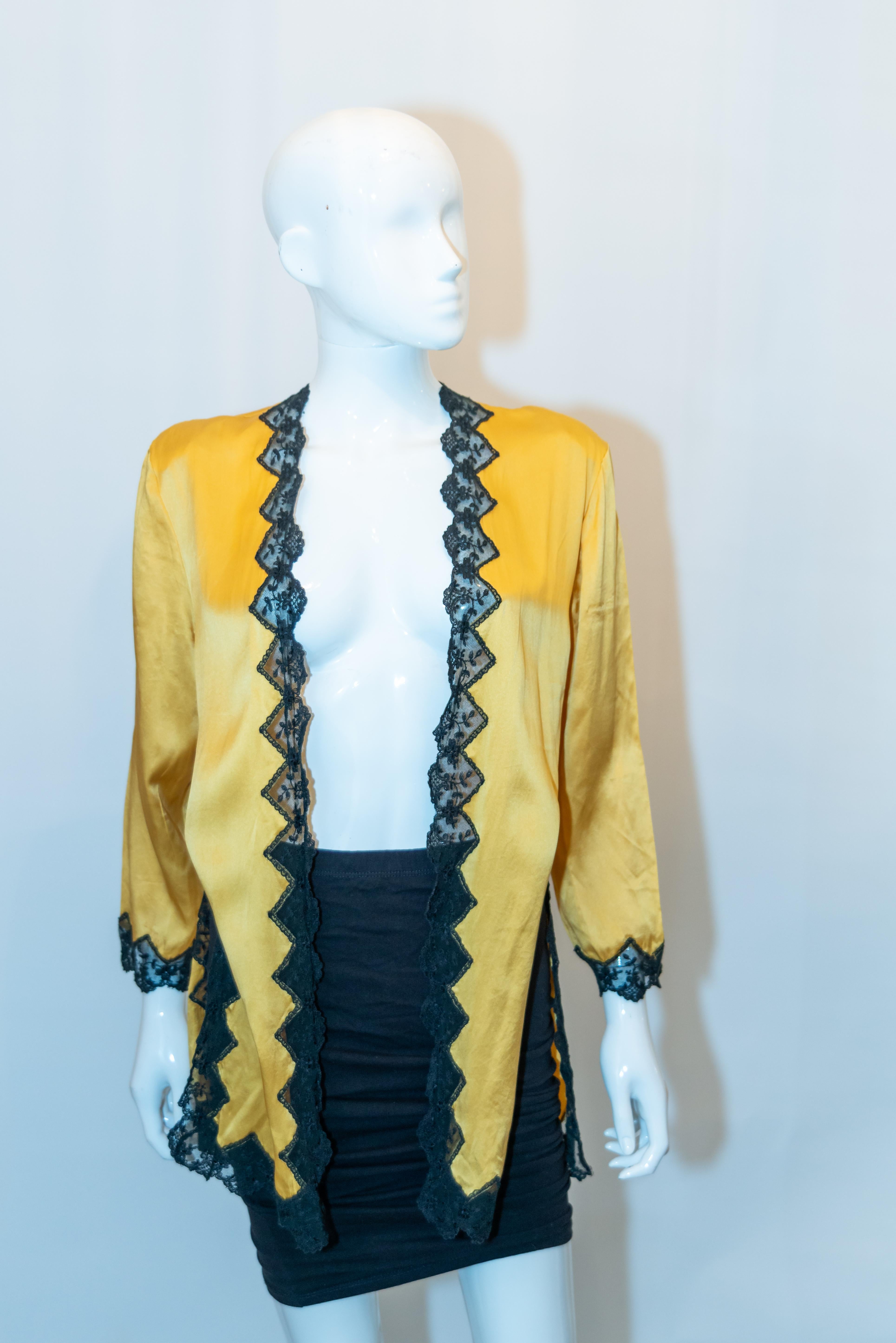 Beige Vintage Keturah Brown, Yellow Silk  Jacket For Sale