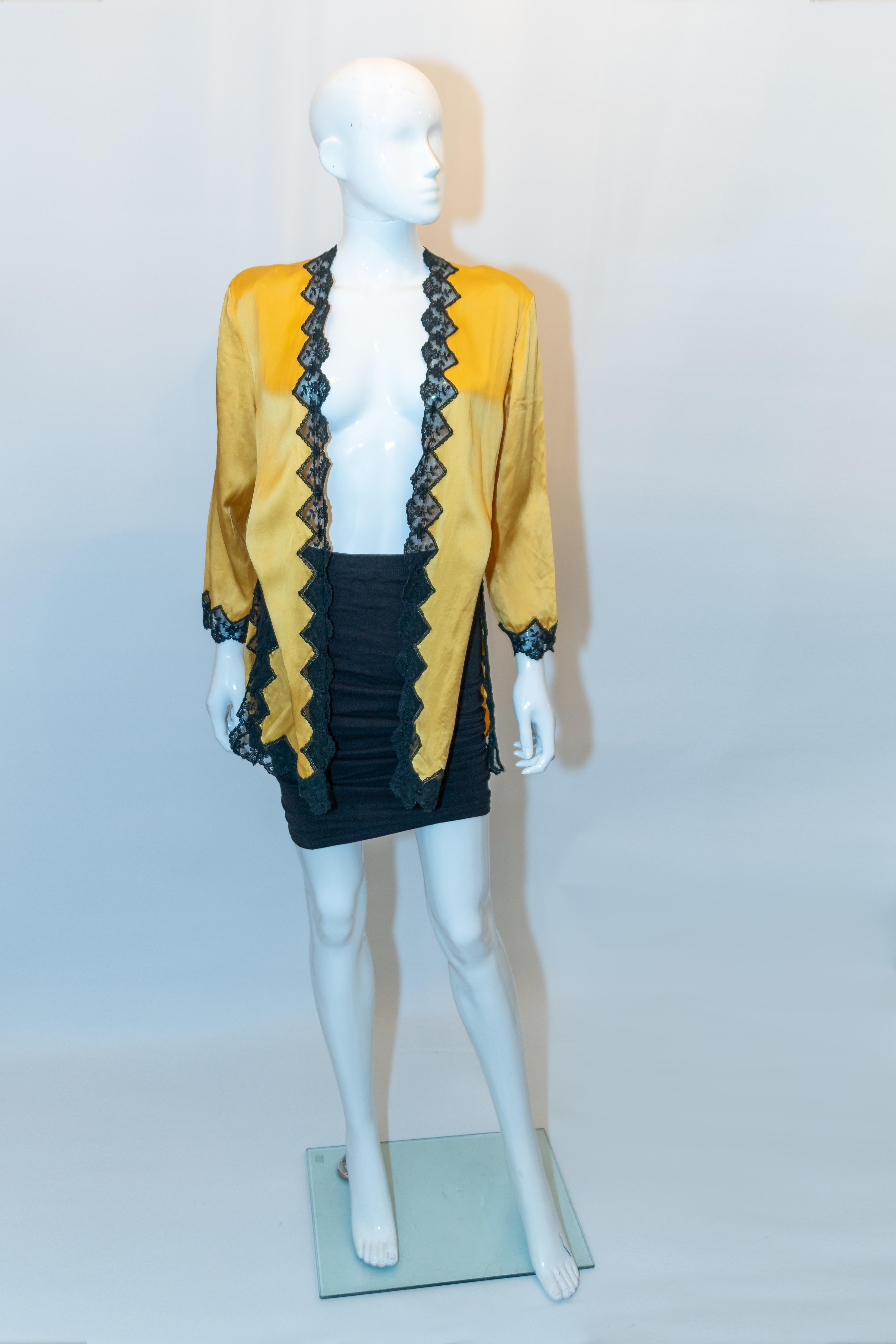 Vintage Keturah Brown, Yellow Silk  Jacket In Good Condition For Sale In London, GB