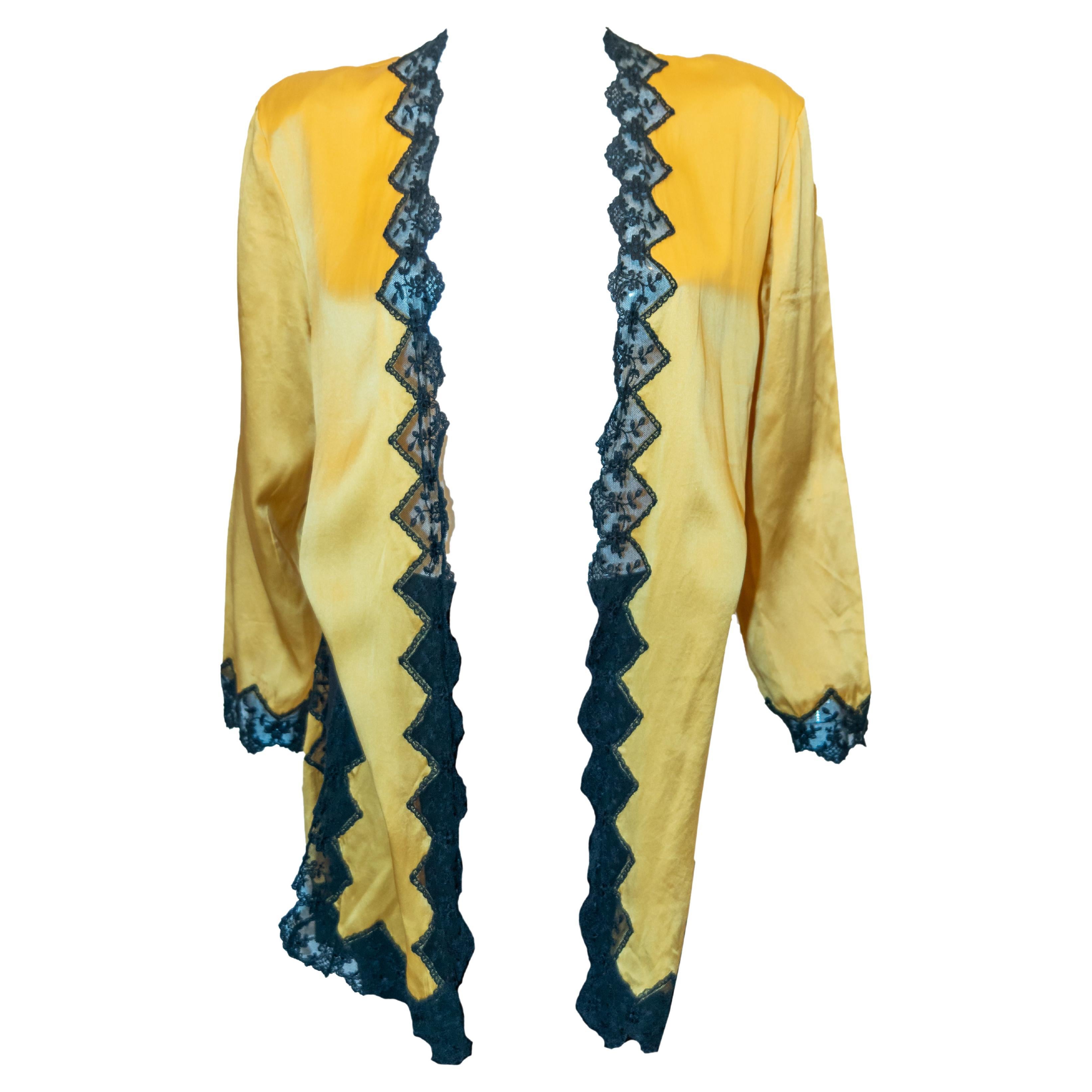 Vintage Keturah Brown, Yellow Silk  Jacket For Sale