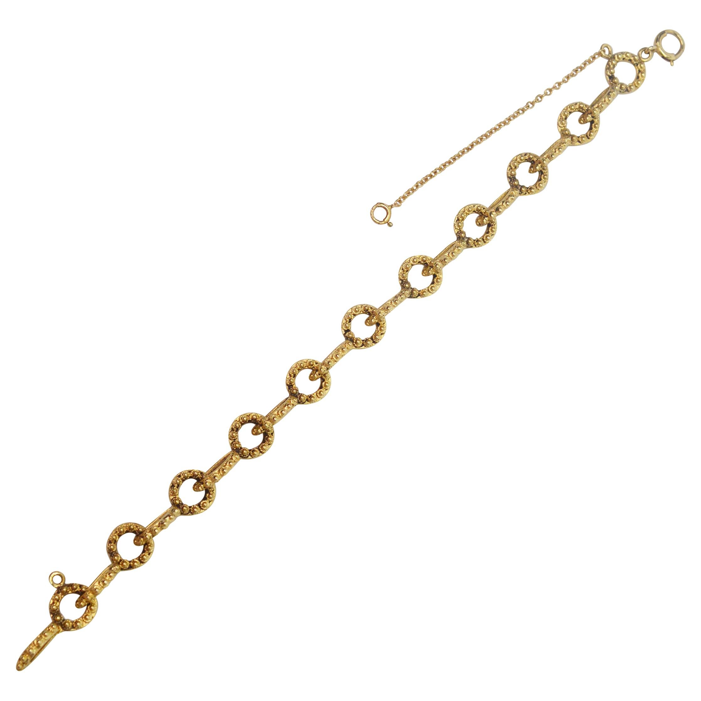 Vintage Keyhole Link Yellow Gold Bracelet