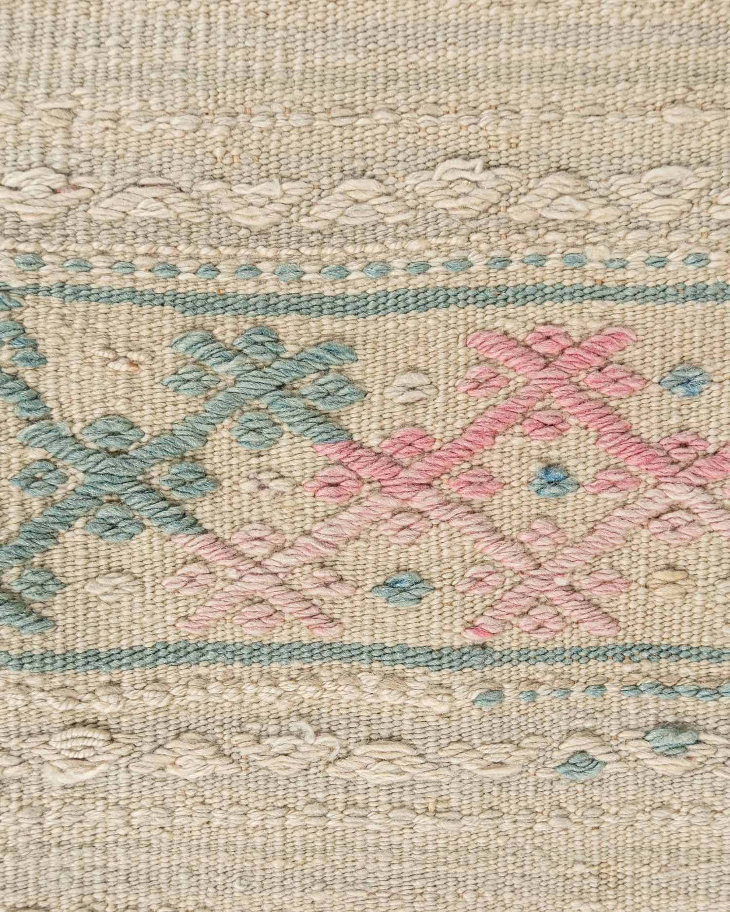 Vintage Khaki Türkisch Jajim Flachgewebe Bereich Teppich 5'7 x 9'2 im Zustand „Gut“ im Angebot in New York, NY