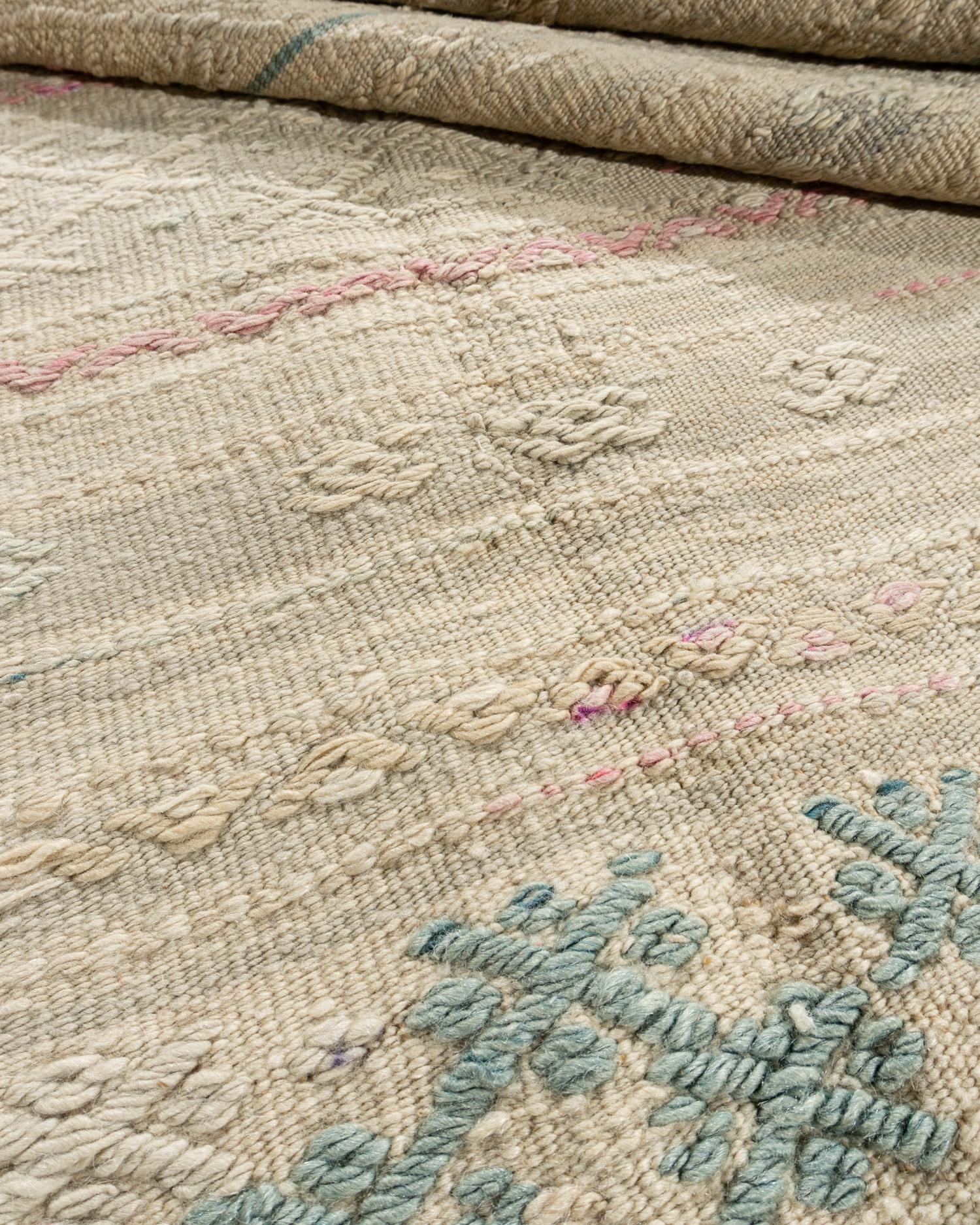 Vintage Khaki Türkisch Jajim Flachgewebe Bereich Teppich 5'7 x 9'2 im Angebot 3