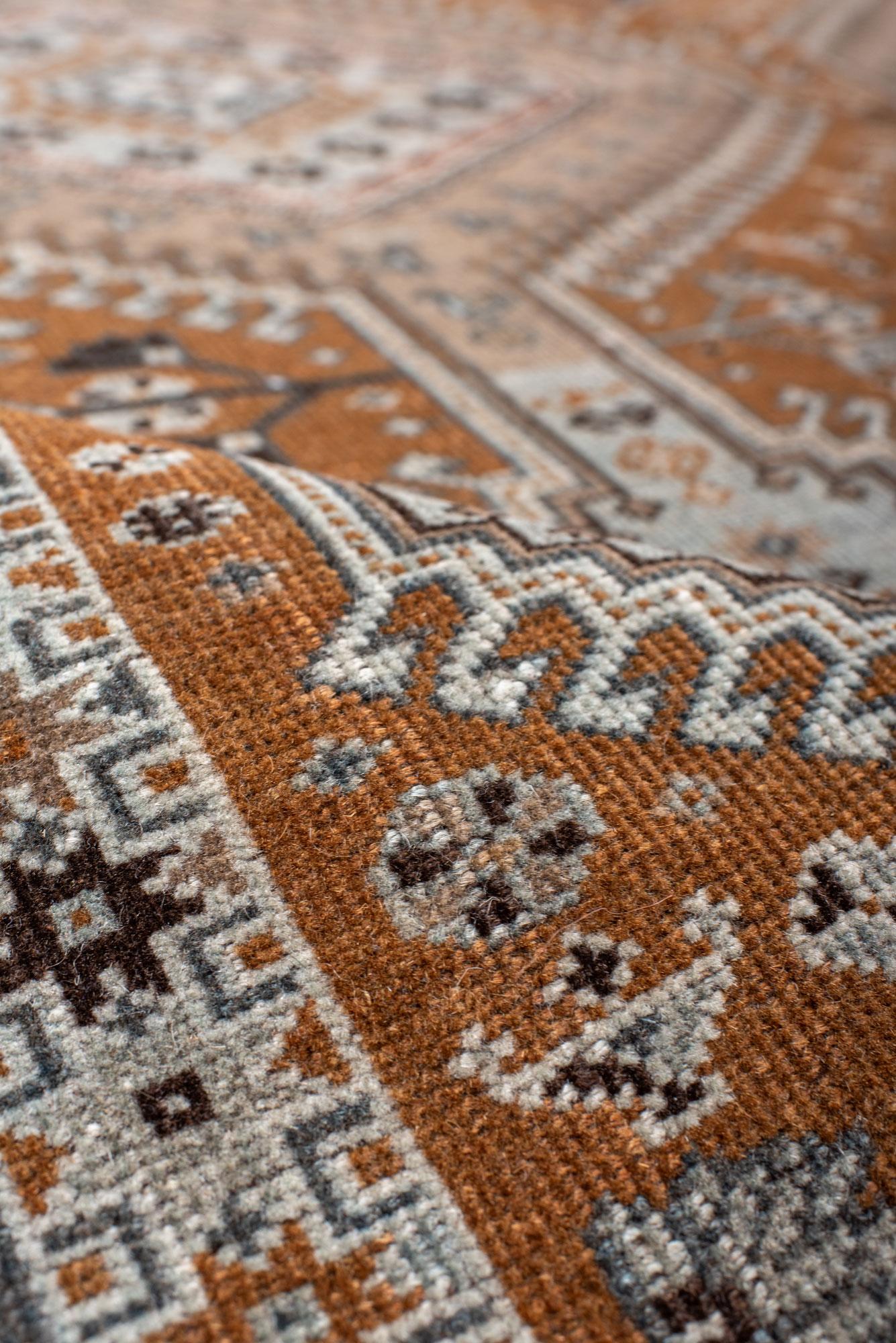 Vintage Khamseh Shirz Small Carpet with a Rusty Field with Star and Dot Motives For Sale 1