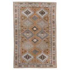 Vintage Khamseh Shirz Small Carpet with a Rusty Field with Star and Dot Motives