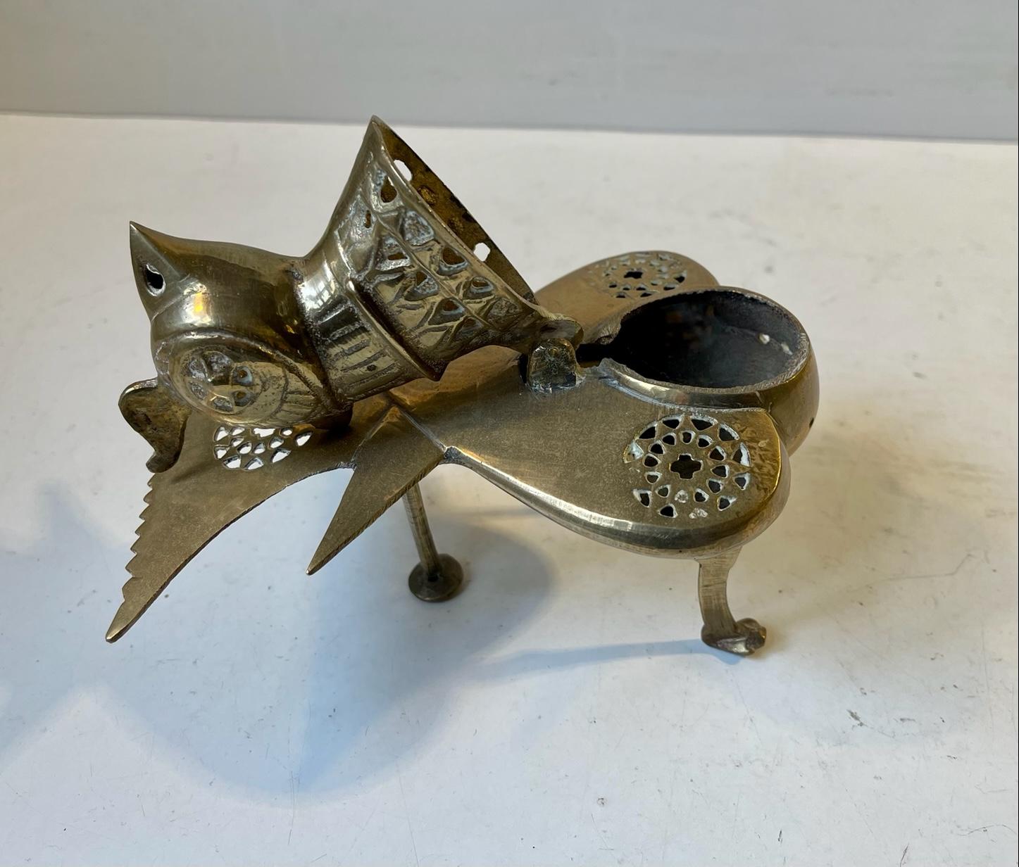 Khorassan Vintage Khorasan Style Bird Incense Burner in Brass For Sale