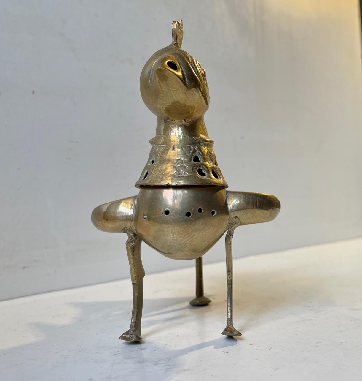 Afghan Vintage Khorasan Style Bird Incense Burner in Brass For Sale