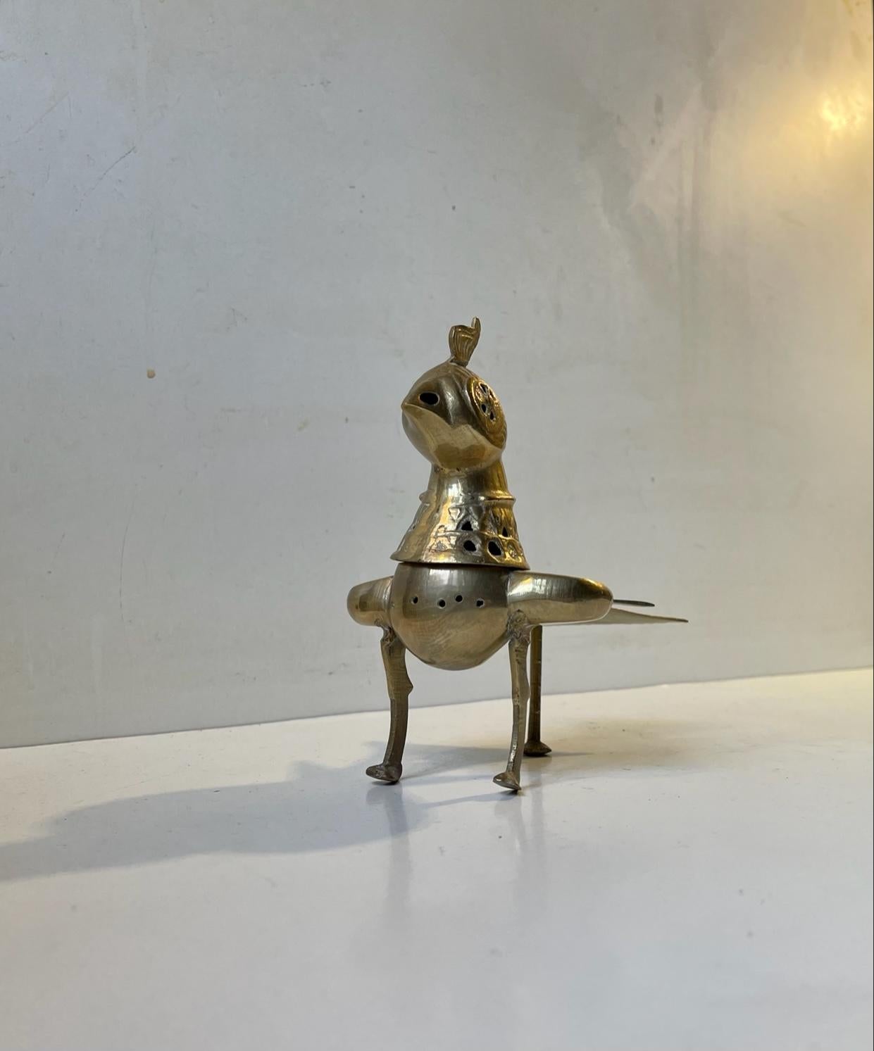 Vintage Khorasan Style Bird Incense Burner in Brass For Sale 1