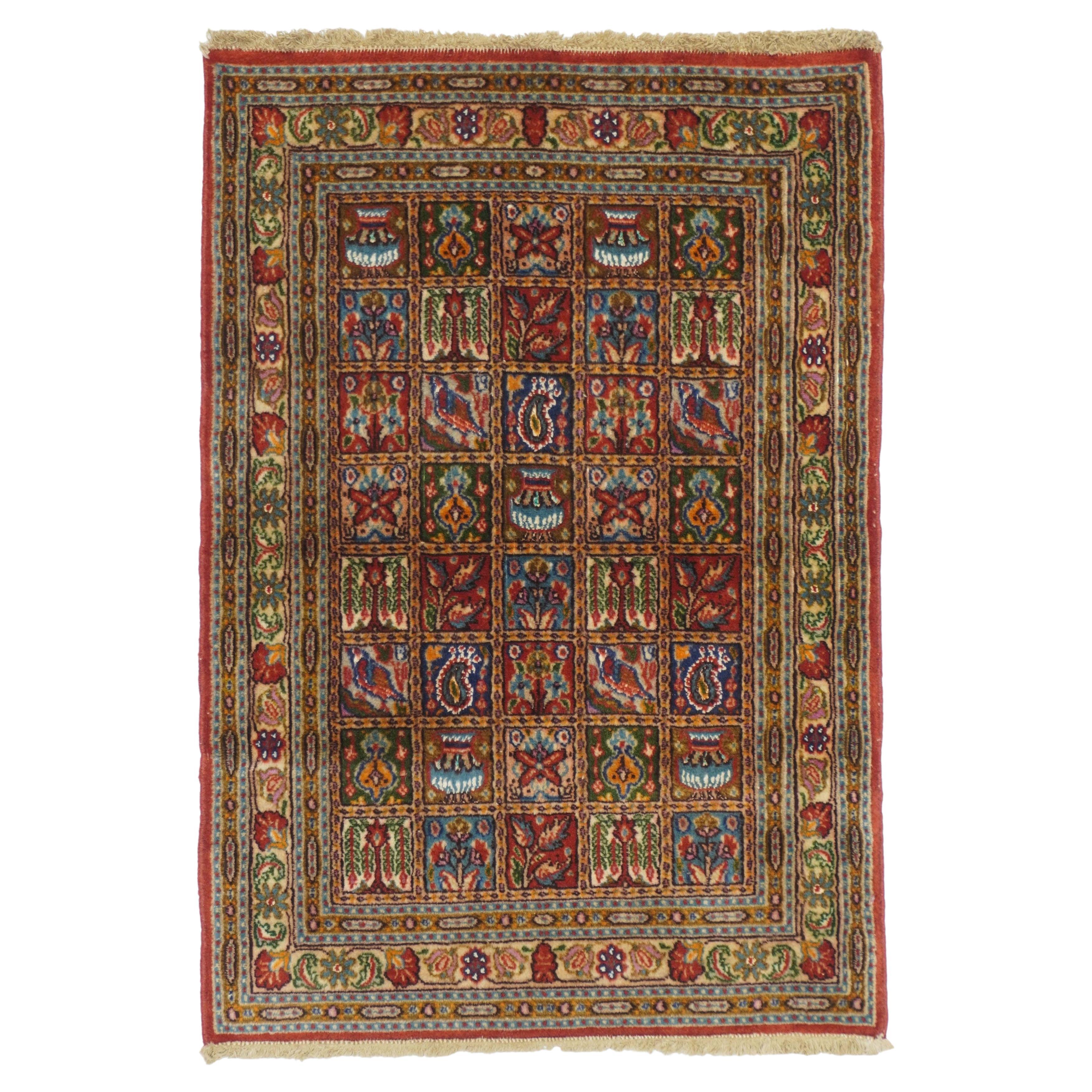 Fine tapis persan Qum vintage 2'0" x 2'11''