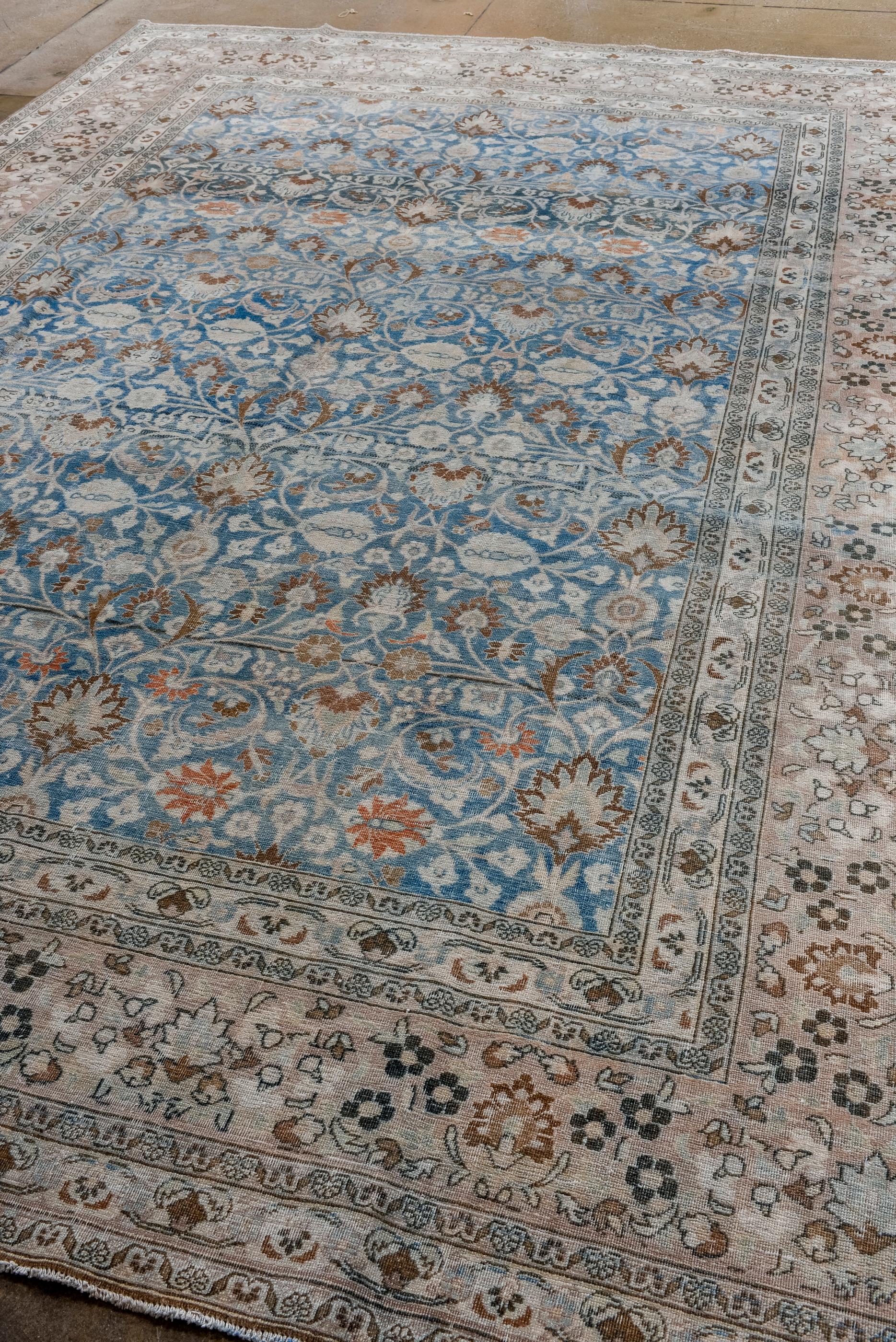 Persian Vintage Khorassan with Sapphire Blue Field and All Over Palmette Pattern  For Sale