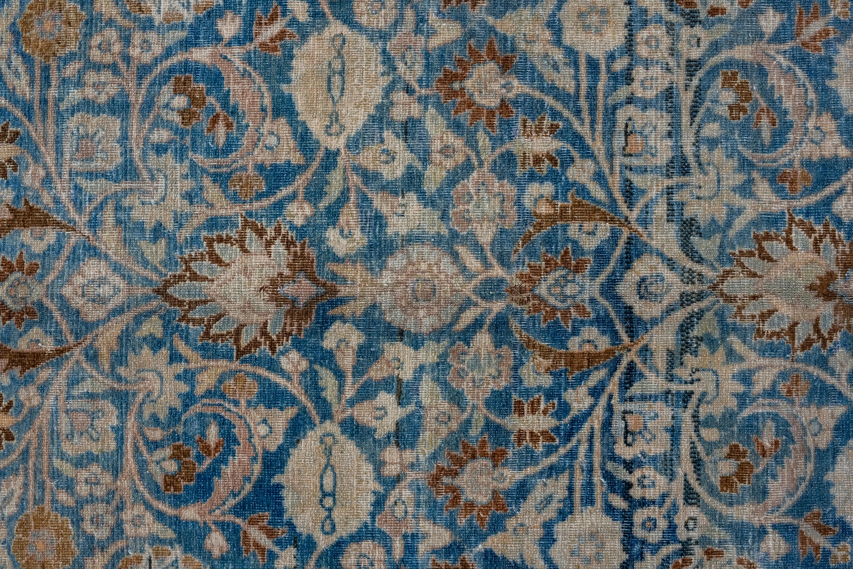 Hand-Knotted Vintage Khorassan with Sapphire Blue Field and All Over Palmette Pattern  For Sale