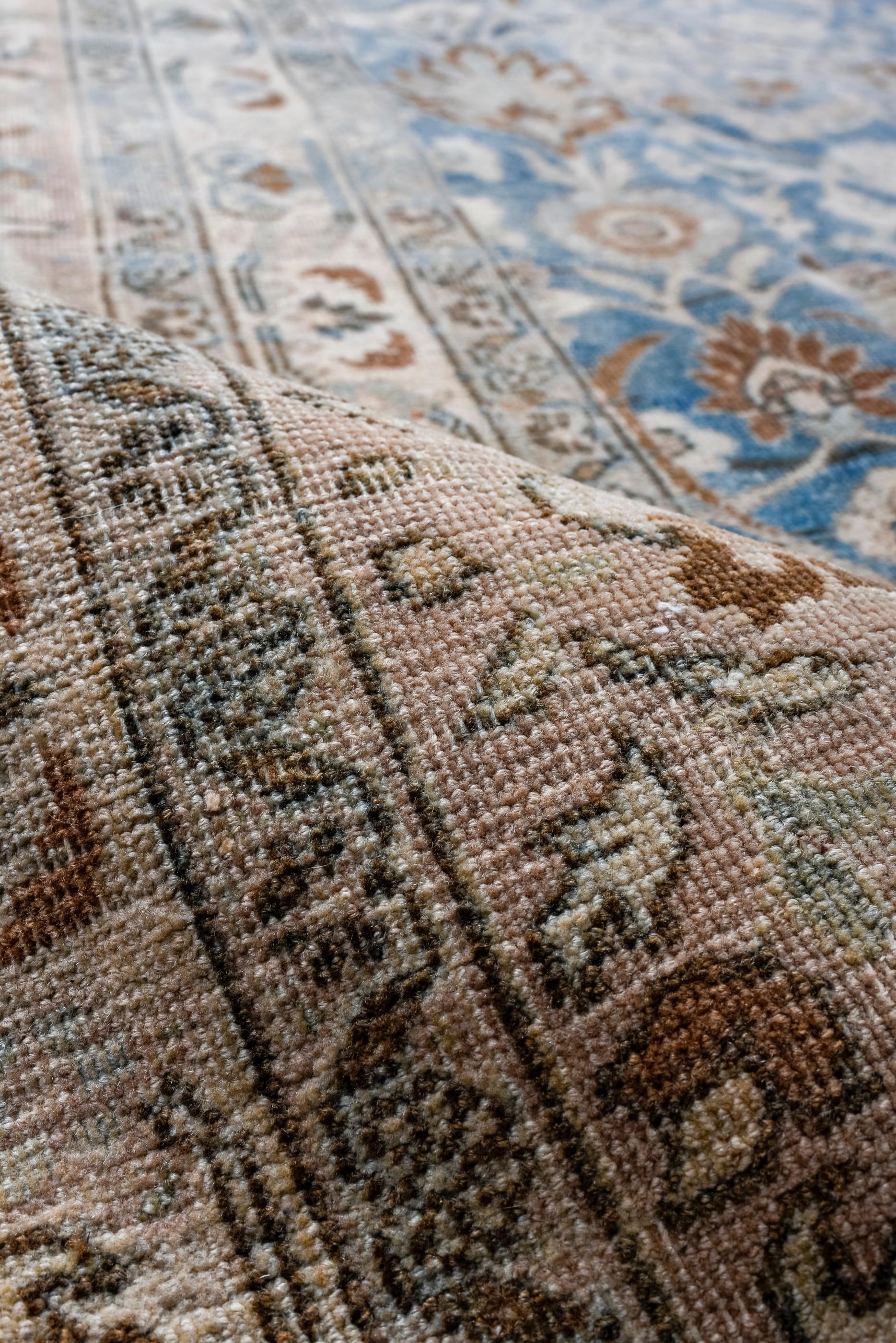 Wool Vintage Khorassan with Sapphire Blue Field and All Over Palmette Pattern  For Sale