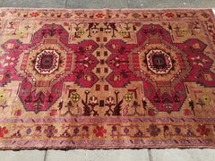 Vintage Khotan Chinese Rug Camel Pink Turquoise