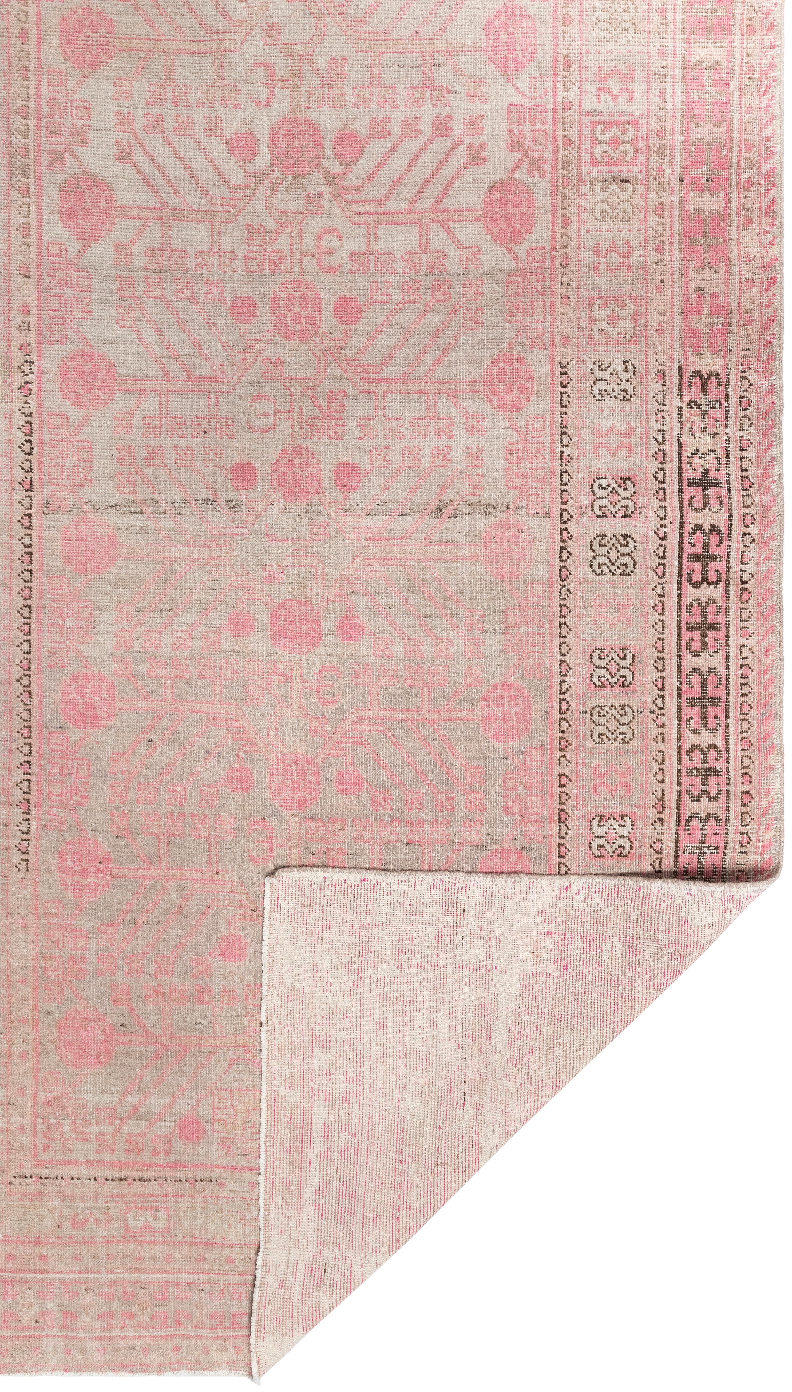 Vintage Khotan Rug from Uzbekistan – 80-Year-Old Organic Dyed Beauty For Sale 6