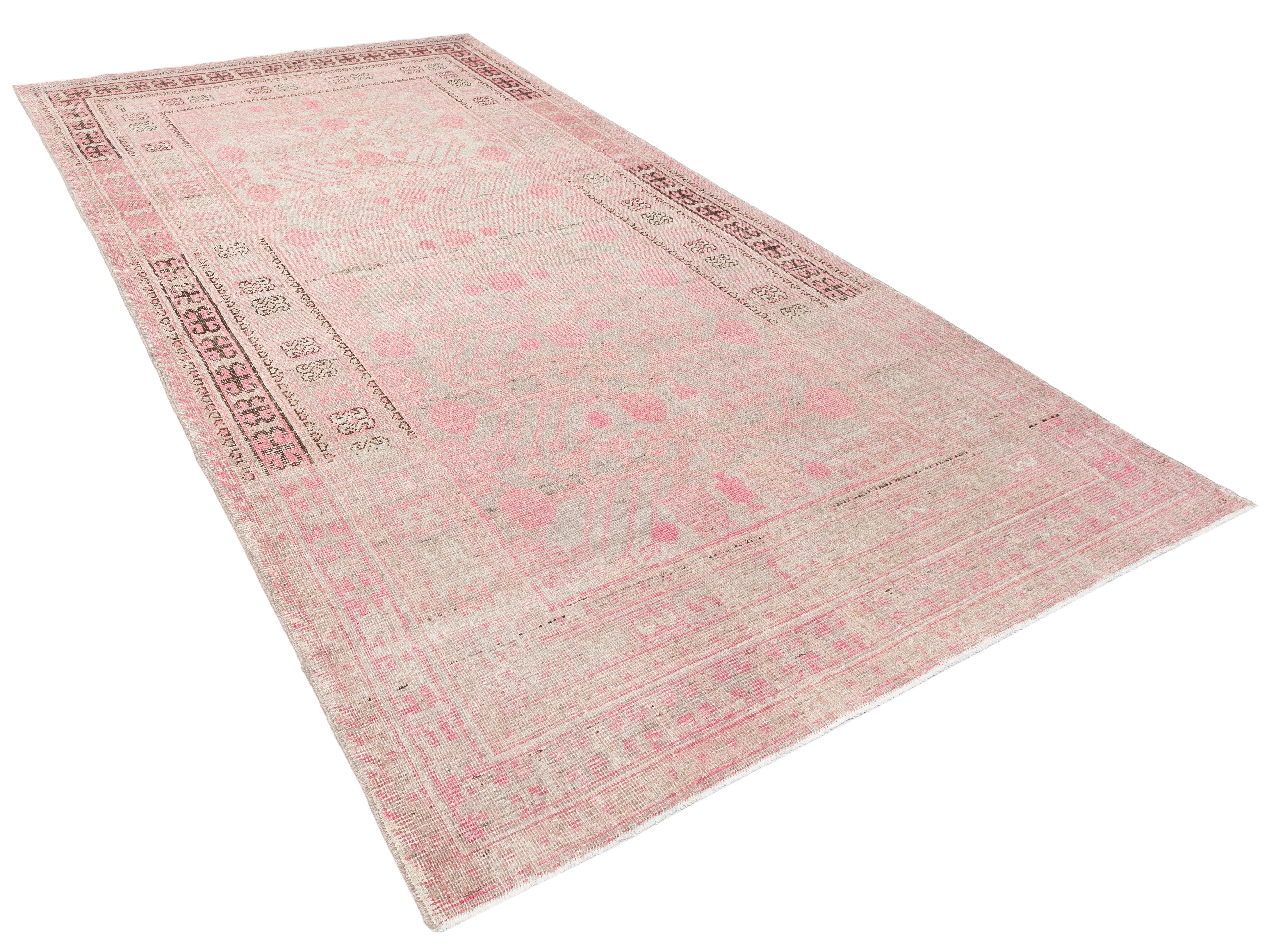 Mid-20th Century Vintage Khotan Rug from Uzbekistan – 80-Year-Old Organic Dyed Beauty For Sale