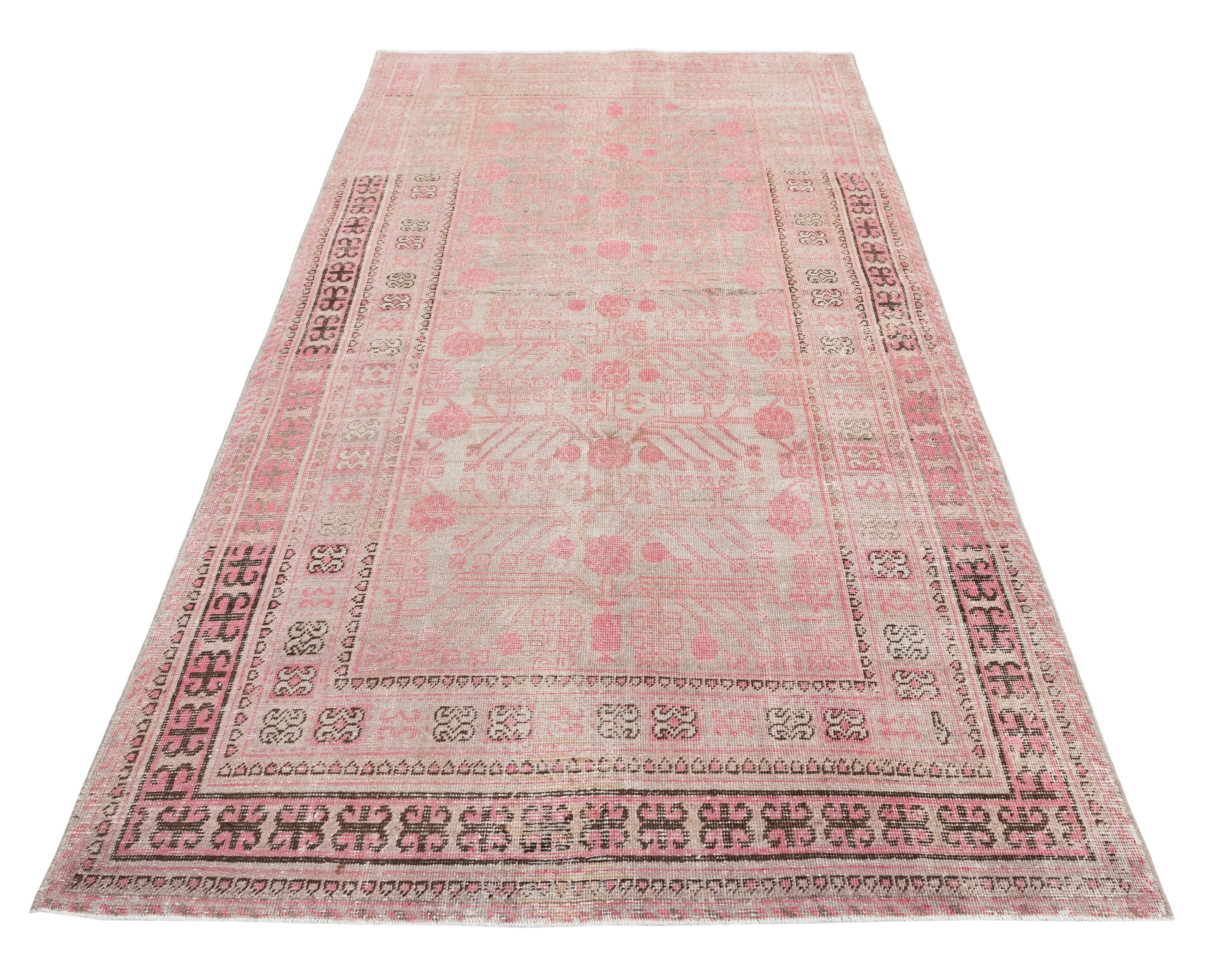 Vintage Khotan Rug from Uzbekistan – 80-Year-Old Organic Dyed Beauty For Sale 1