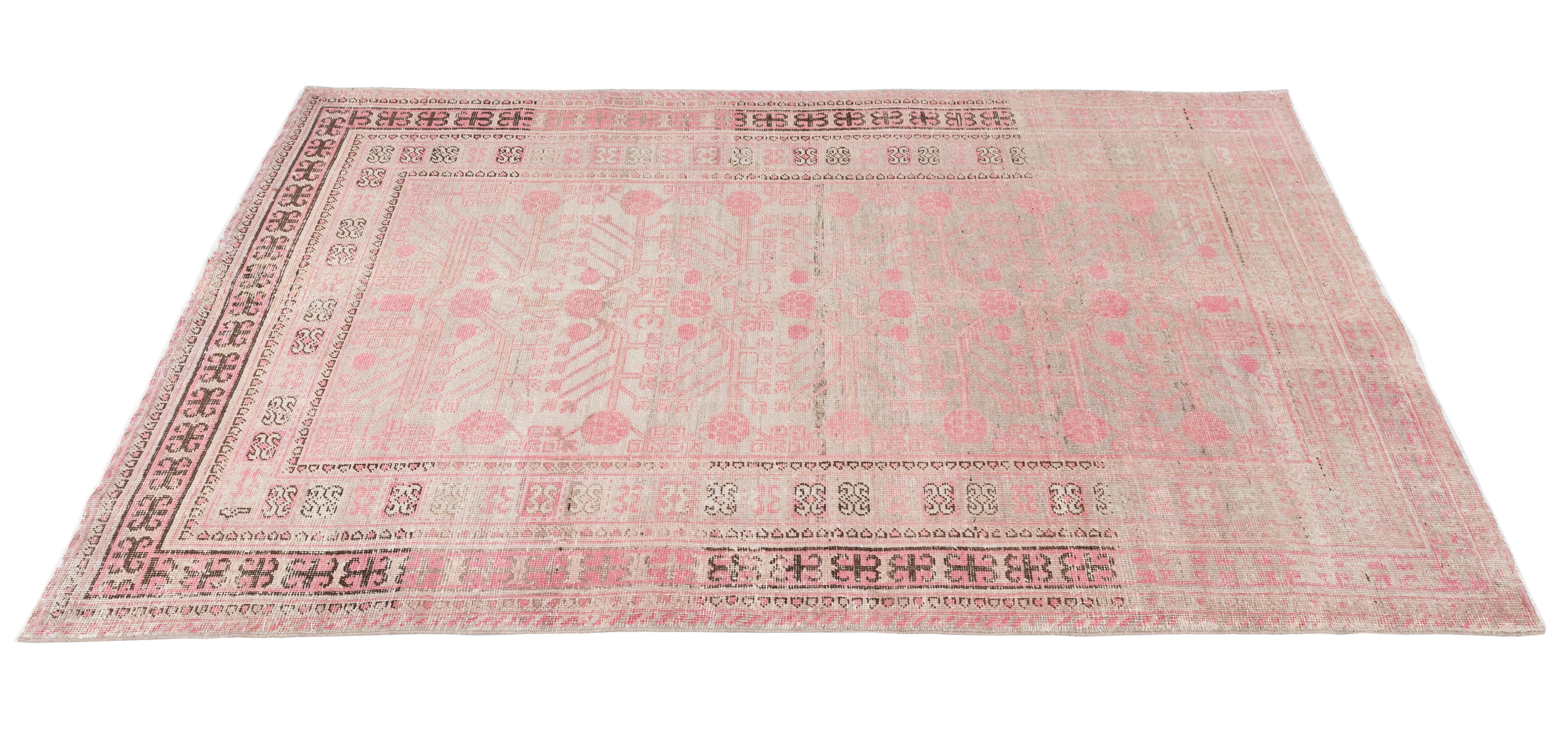 Vintage Khotan Rug from Uzbekistan – 80-Year-Old Organic Dyed Beauty For Sale 3