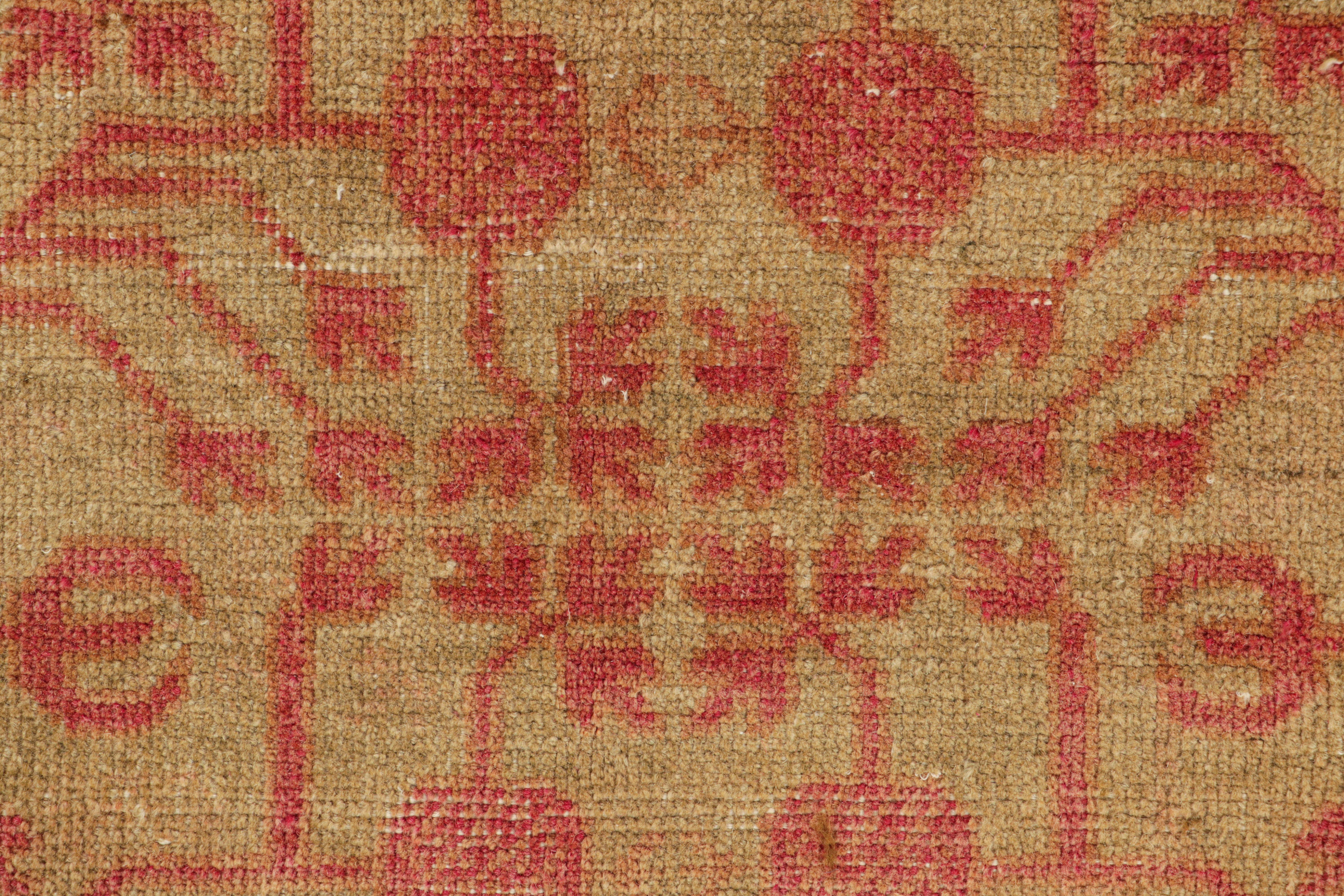 East Turkestani Vintage Khotan Rug in Pink and Gold with Pomegranate pattern, from Rug & Kilim