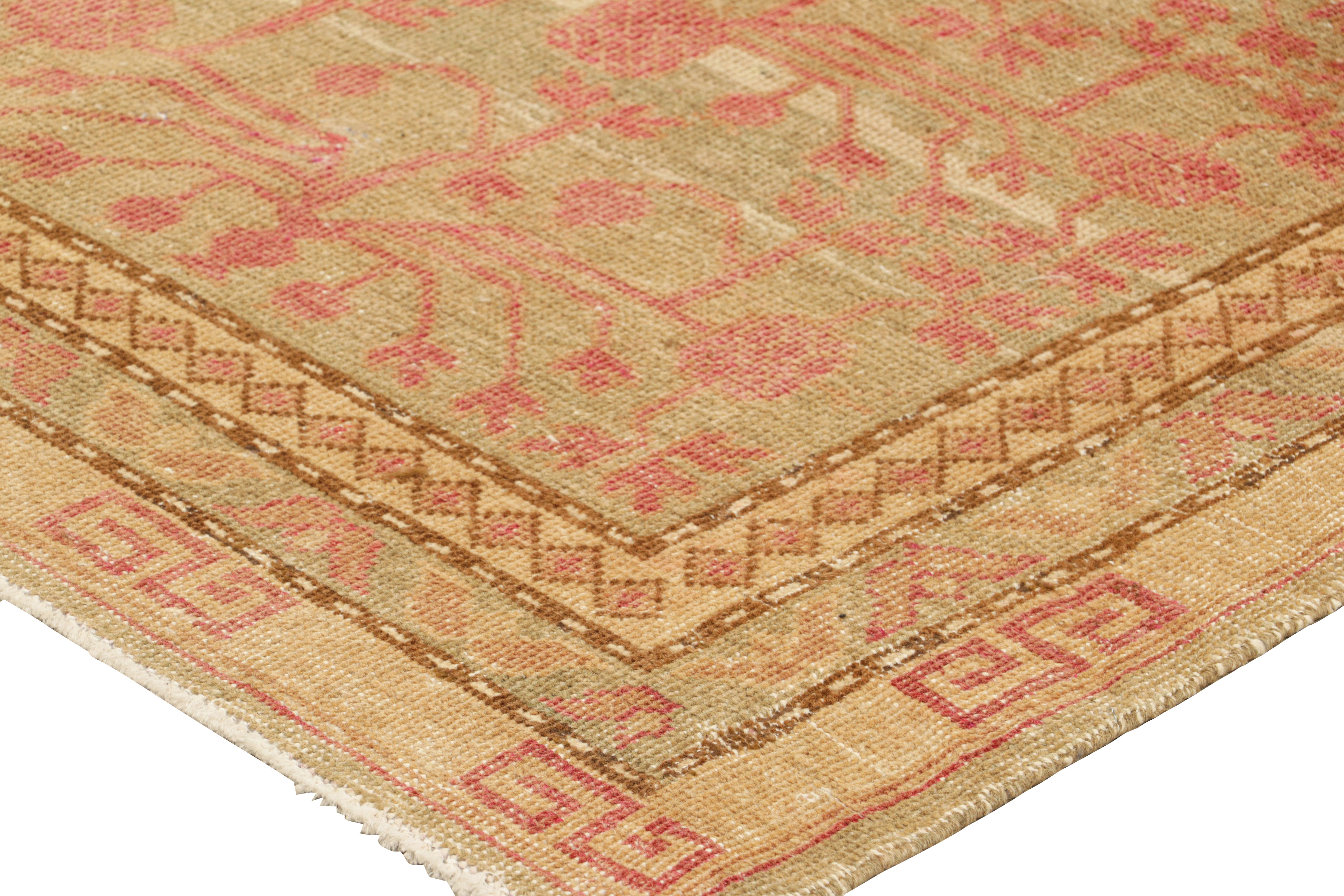 Mid-20th Century Vintage Khotan Rug in Pink and Gold with Pomegranate pattern, from Rug & Kilim