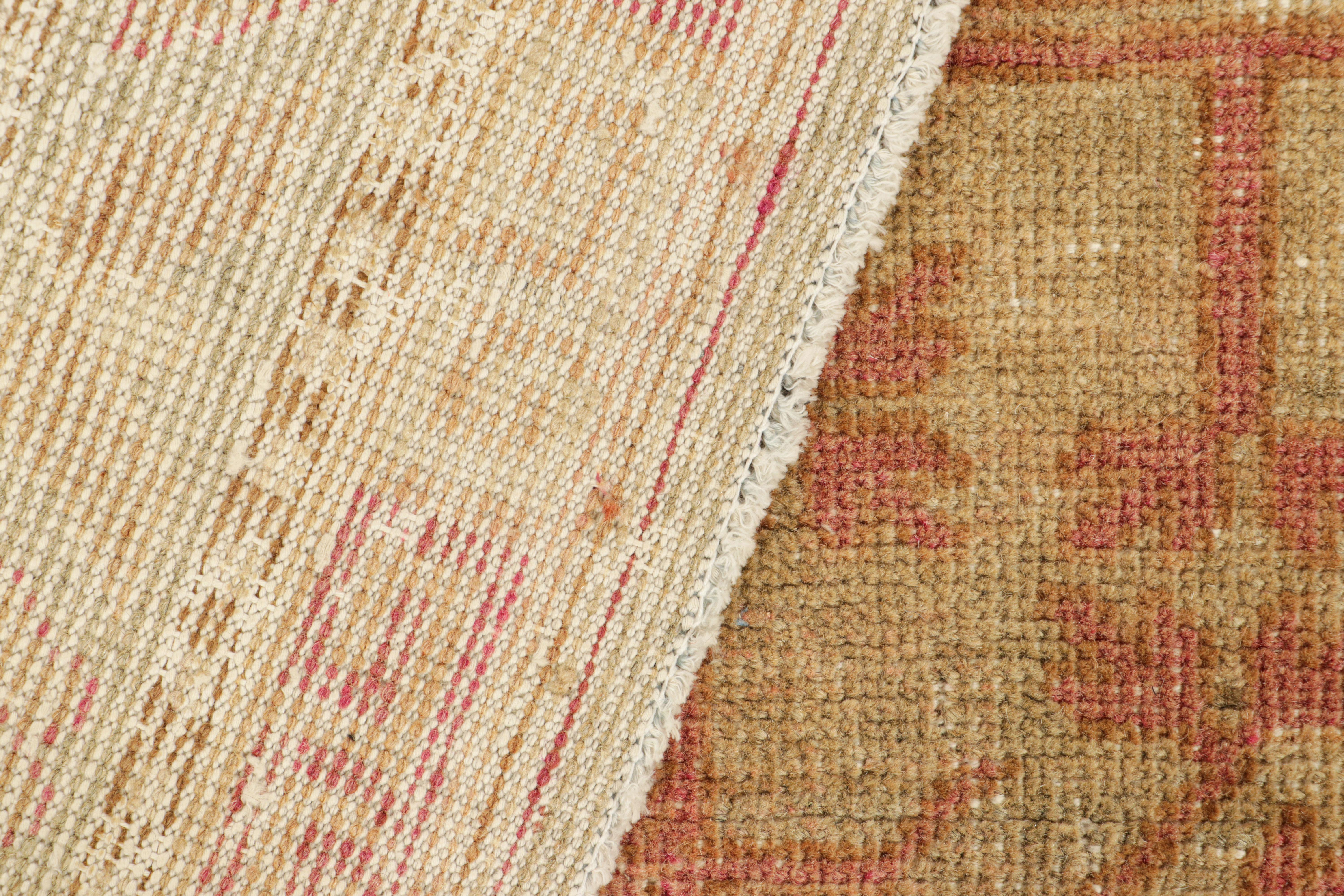 Wool Vintage Khotan Rug in Pink and Gold with Pomegranate pattern, from Rug & Kilim