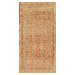 Vintage Khotan Rug in Pink and Gold with Pomegranate pattern, from Rug & Kilim
