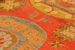 Vintage Khotan Rug in Red, with Medallions and Buddhist Motifs, from Rug & Kilim
