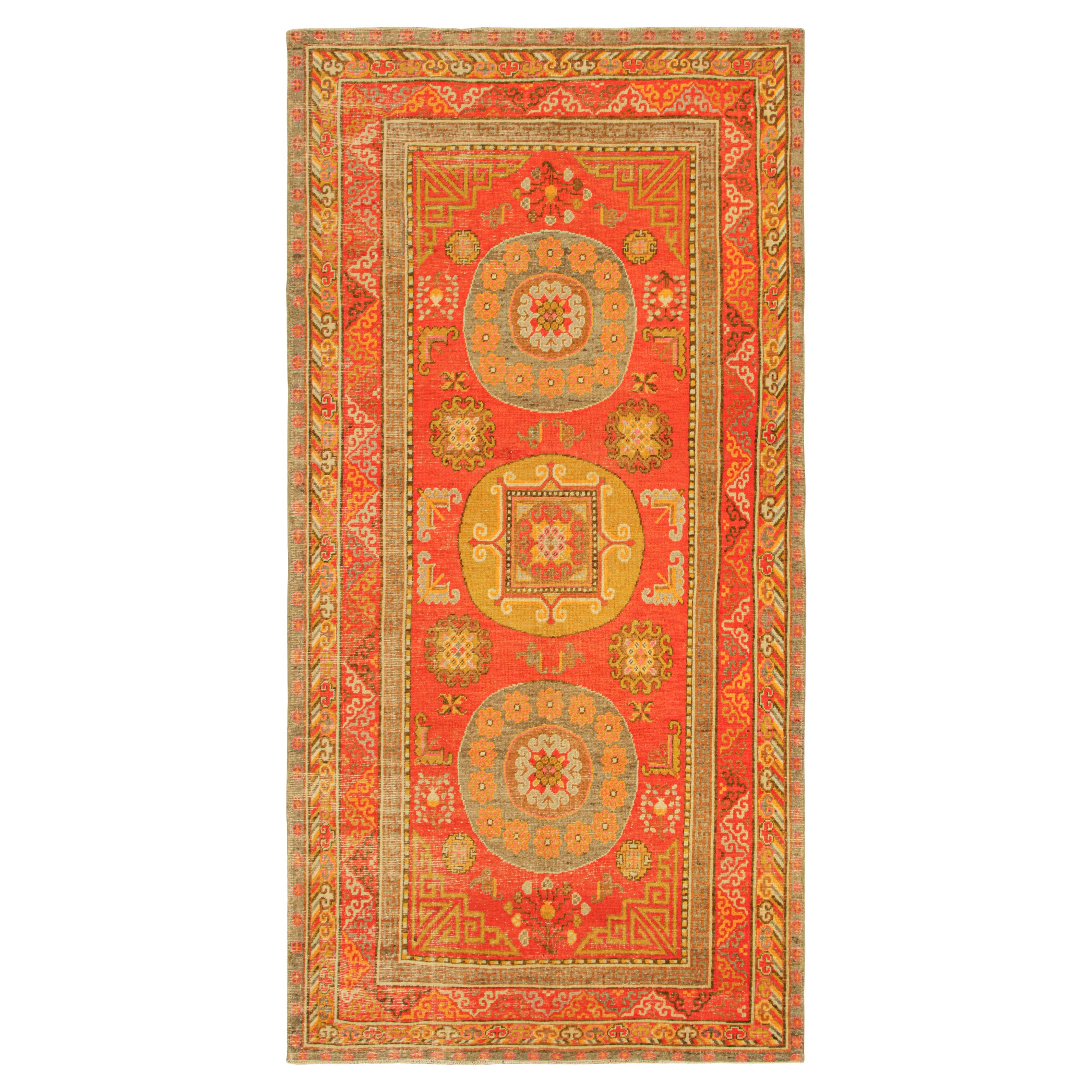 Vintage Khotan Rug in Red, with Medallions and Buddhist Motifs, from Rug & Kilim For Sale