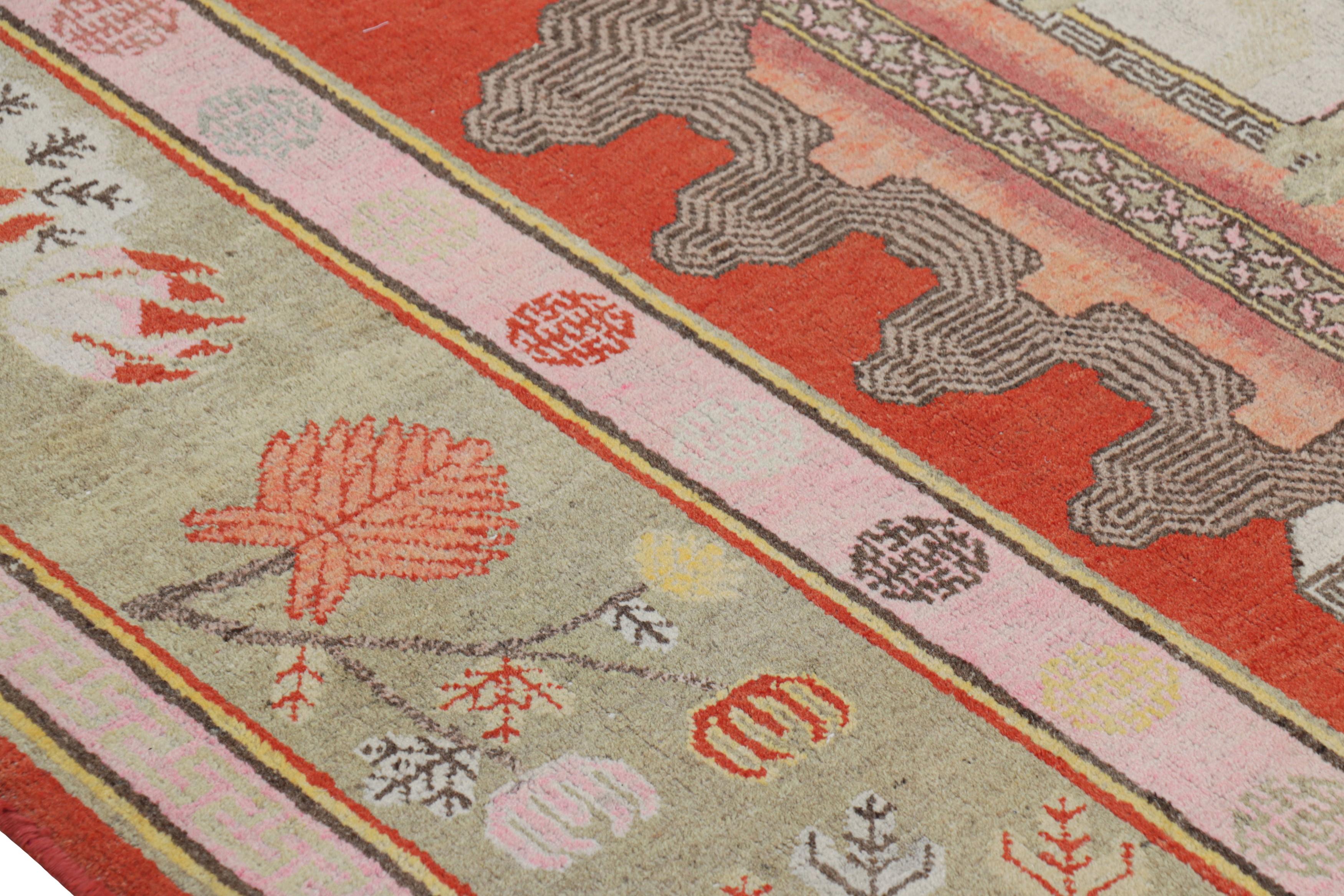 Turkish Vintage Khotan Rug in Red with Rare Pictorial Design - Rug & Kilim For Sale