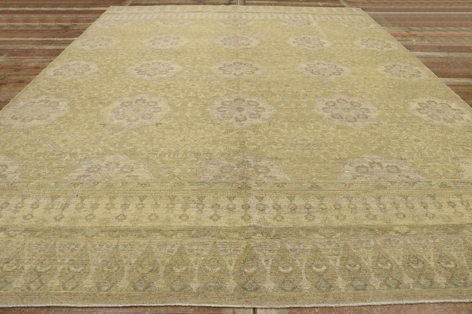 Wool Vintage Khotan Rug with European Style For Sale