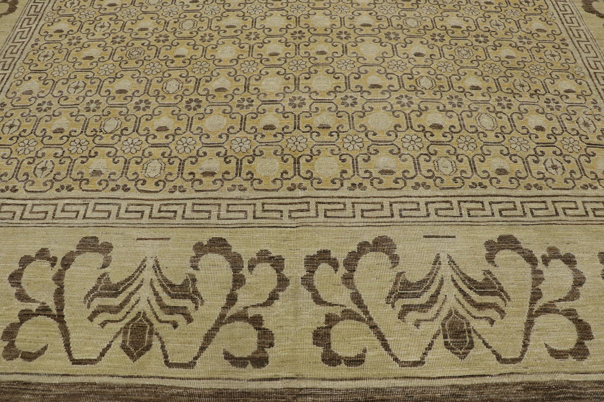 Khotan-Teppich im modernen, rustikalen Stil (Handgeknüpft) im Angebot