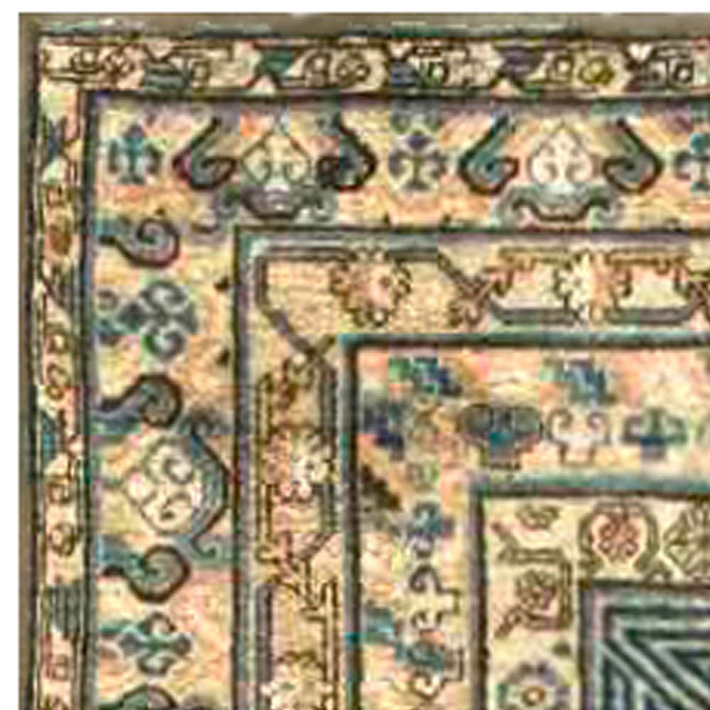 Hand-Knotted Vintage Khotan 'Samarkand' Handmade Wool Carpet For Sale