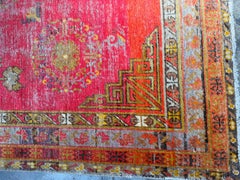 Vintage Khotan Samarkand Rug 10'8" X 5'6" in Rich Red With Intricate Medallion