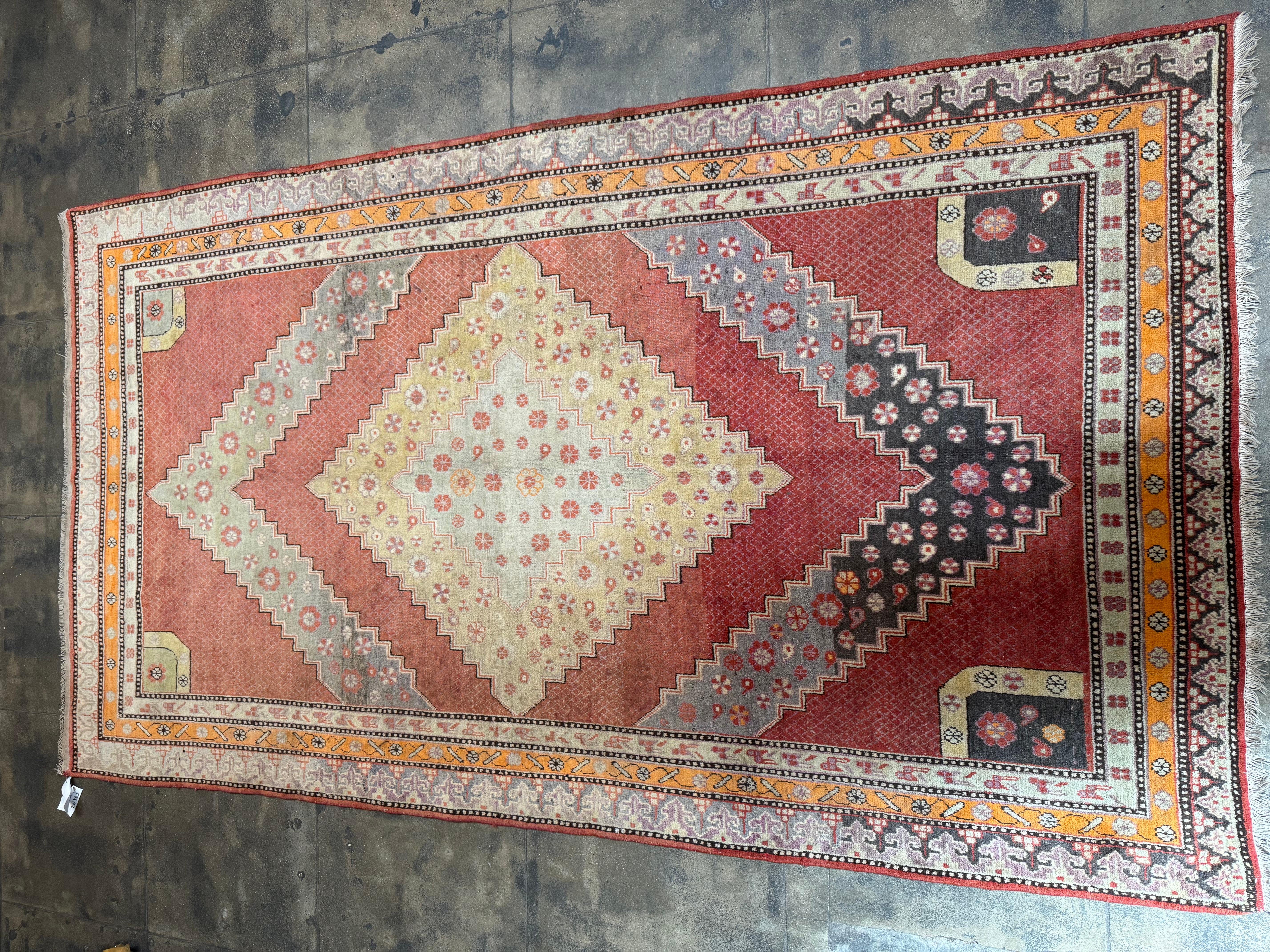 Noué à la main Tapis Khotan Samarkand à motifs floraux et géométriques 10'2