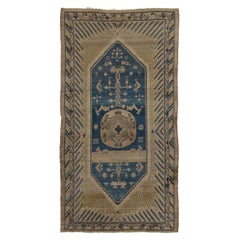Vintage Khotan Samarkand Runner in Brown with Geometric Medallion - Rug & Kilim