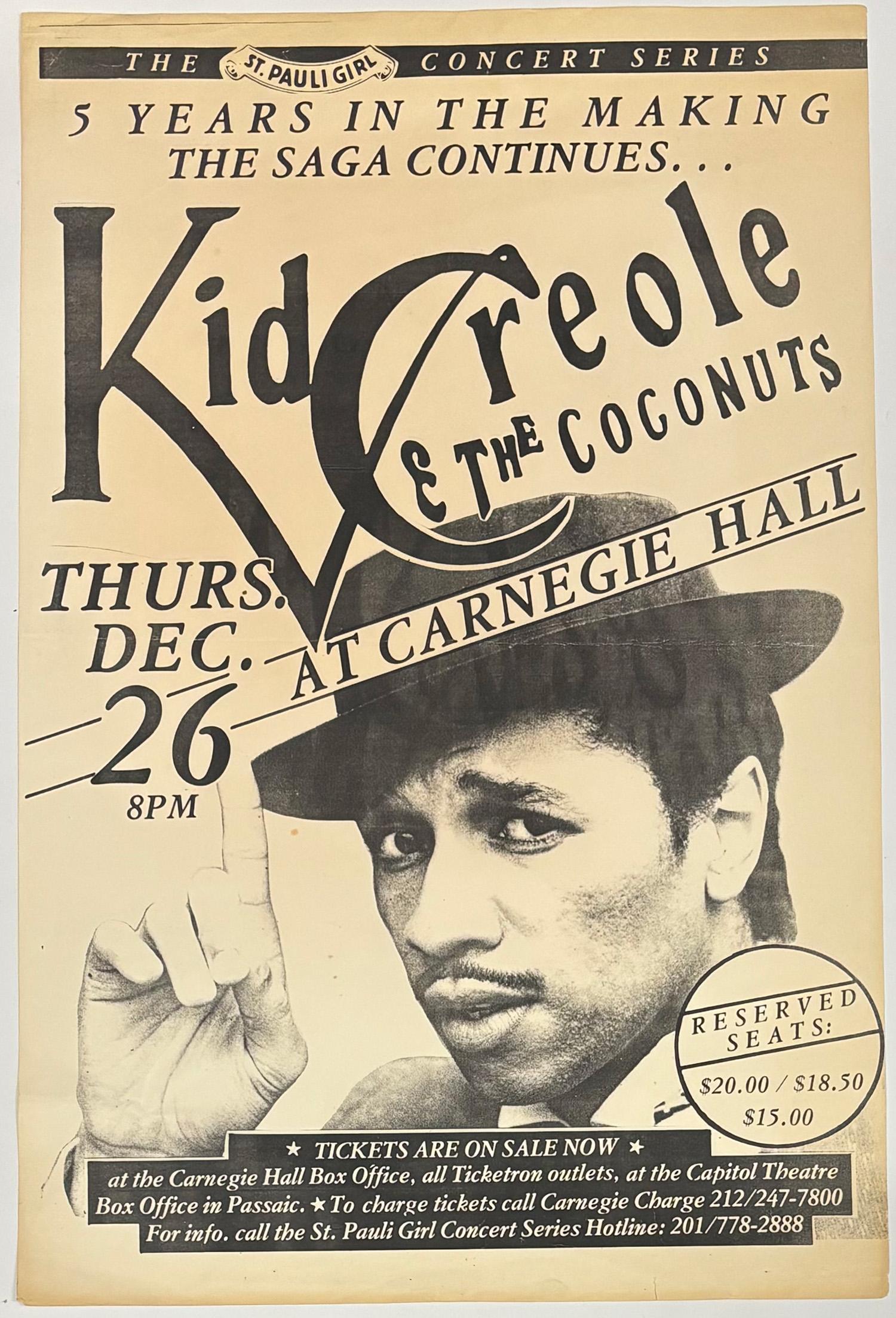 Vintage Kid Creole-Konzertplakat, Kid Creole, 1985 (amerikanisch) im Angebot