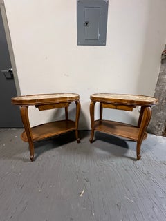 Vintage Kidney Nightstands Marble Top