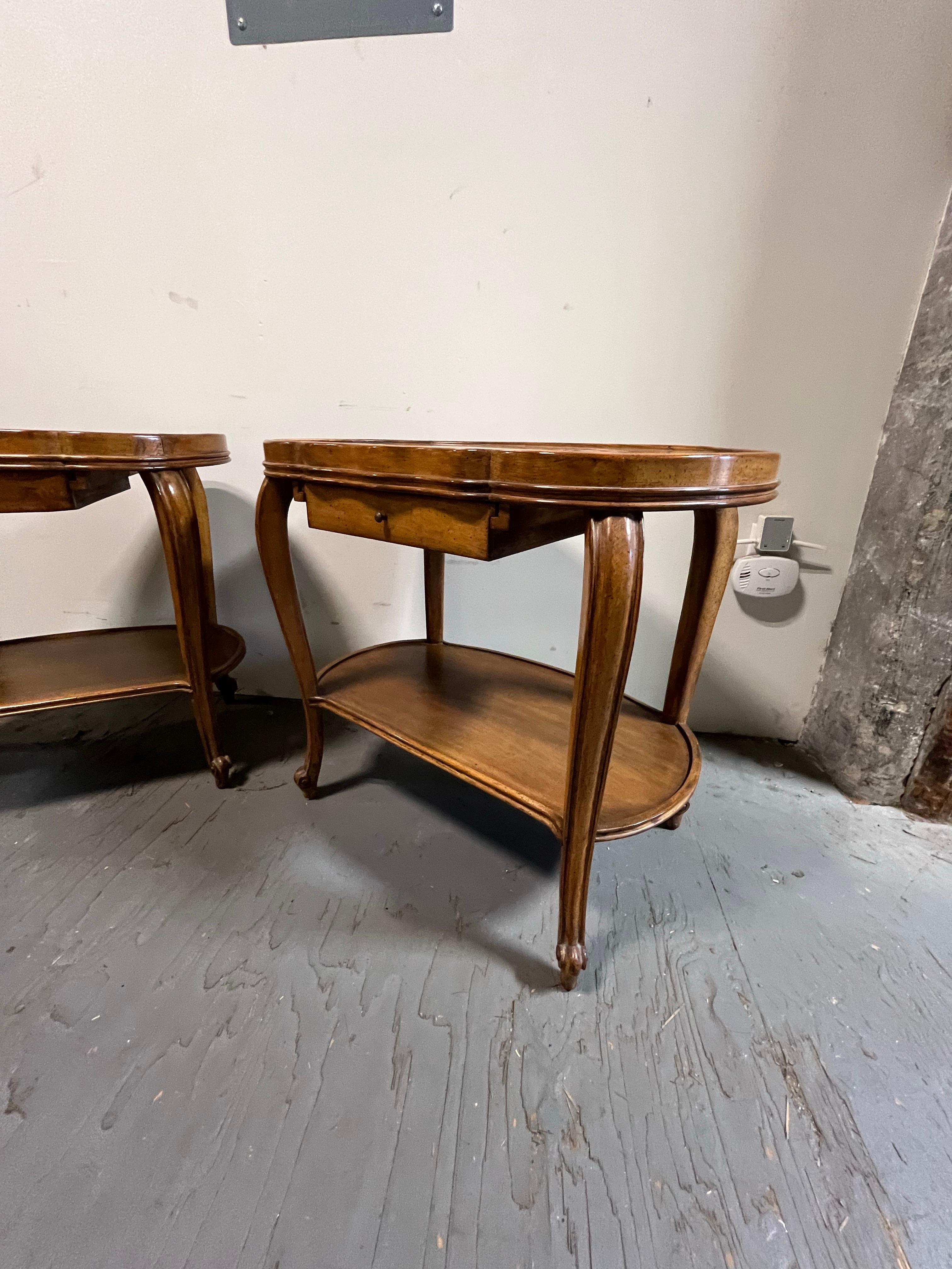 Vintage Kidney Nightstands Marble Top For Sale 1