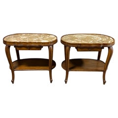 Vintage Kidney Nightstands Marble Top