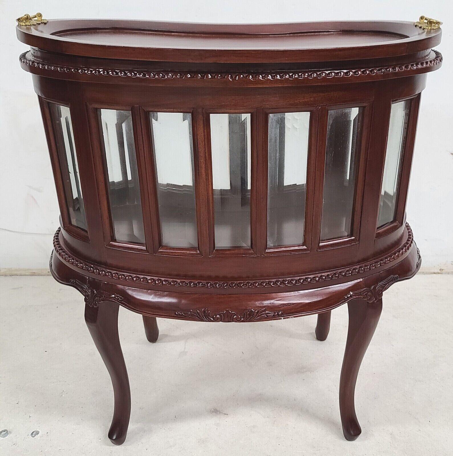Vintage Kidney Shaped Mahogany Dry Bar with Serving Tray 2