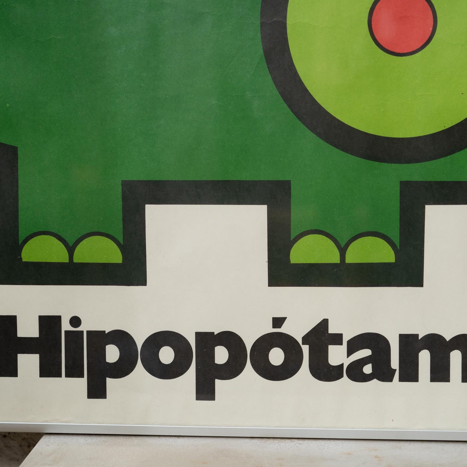 Paper Vintage Kids Poster by Cruz Novillo: 'Hipopótamo', circa 1970 For Sale