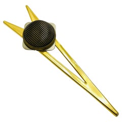 Broche de diseño geométrico modernista vintage KIEN firmado en tono dorado plateado